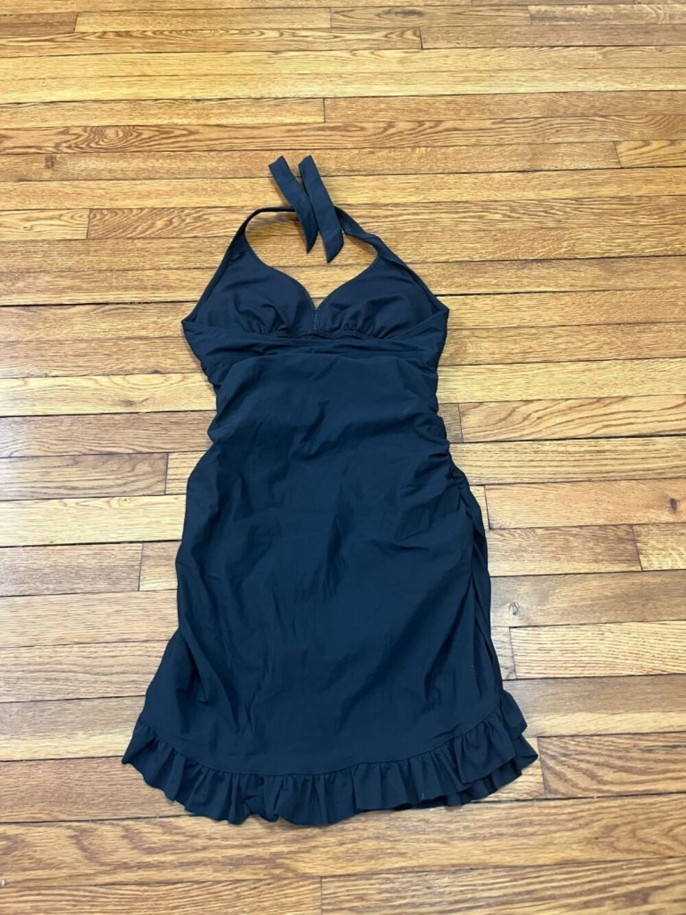 SPANX Black Halter One-Piece Swimdress with Ruffle Hem - Picture 5 of 5
